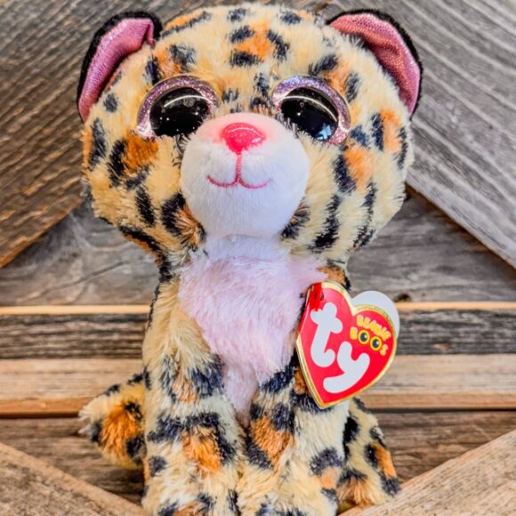 NWT Pair of Cat TY Beanie Boos-2022 Fiona the Pink Cat & 2021 Livvie the Leopard - Picture 6 of 9